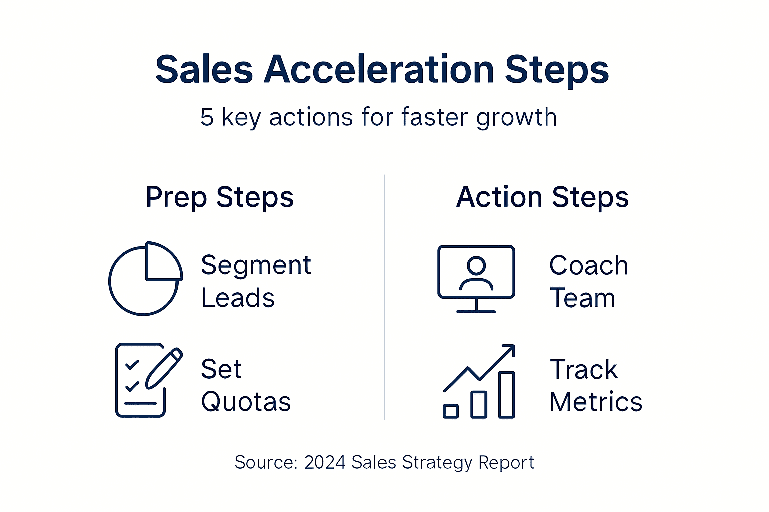 Infographic with five key sales acceleration steps