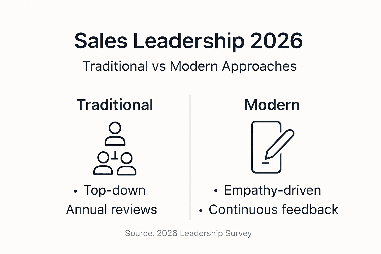 Infographic comparing traditional and modern sales leadership