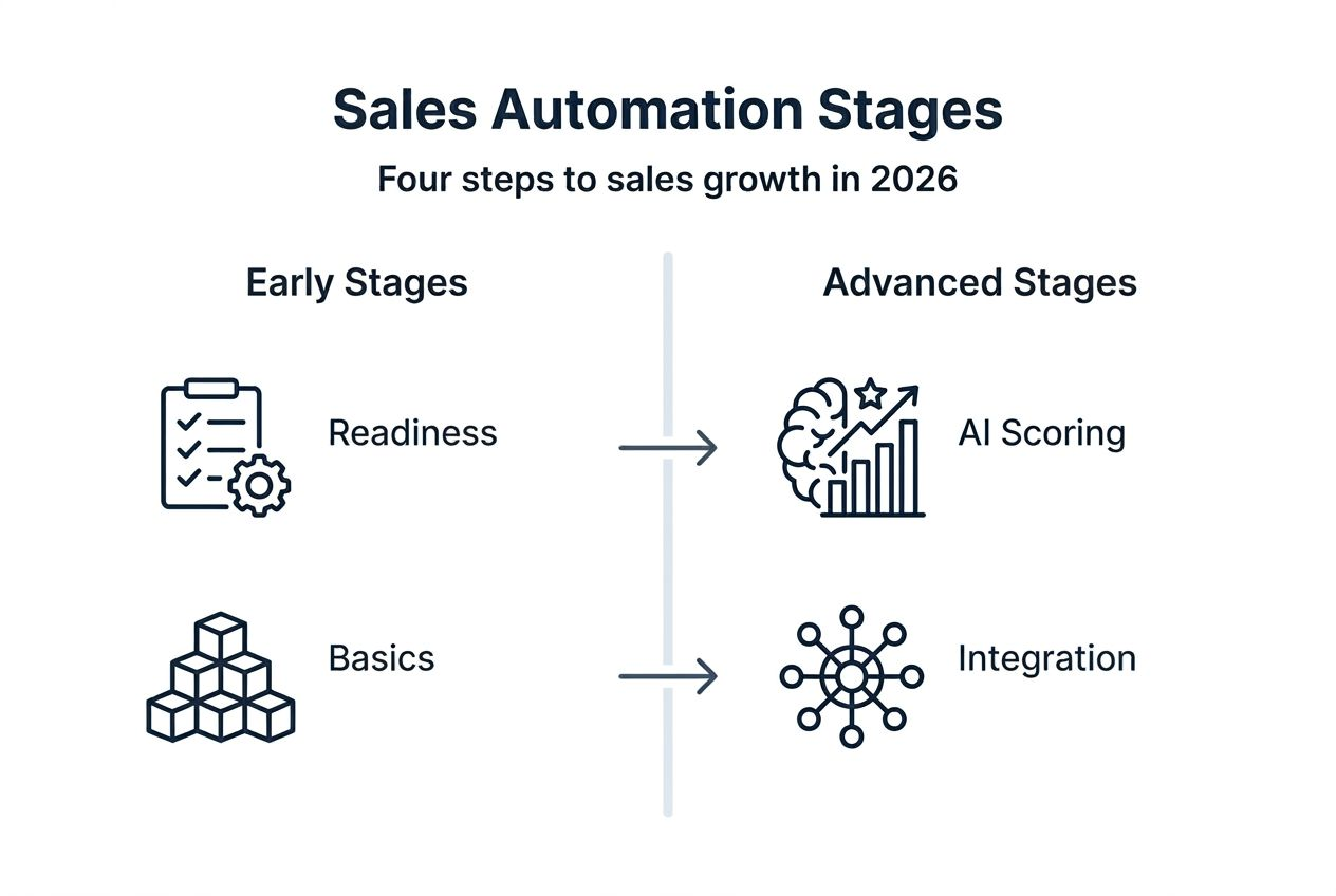 Infographic showing sales automation stages