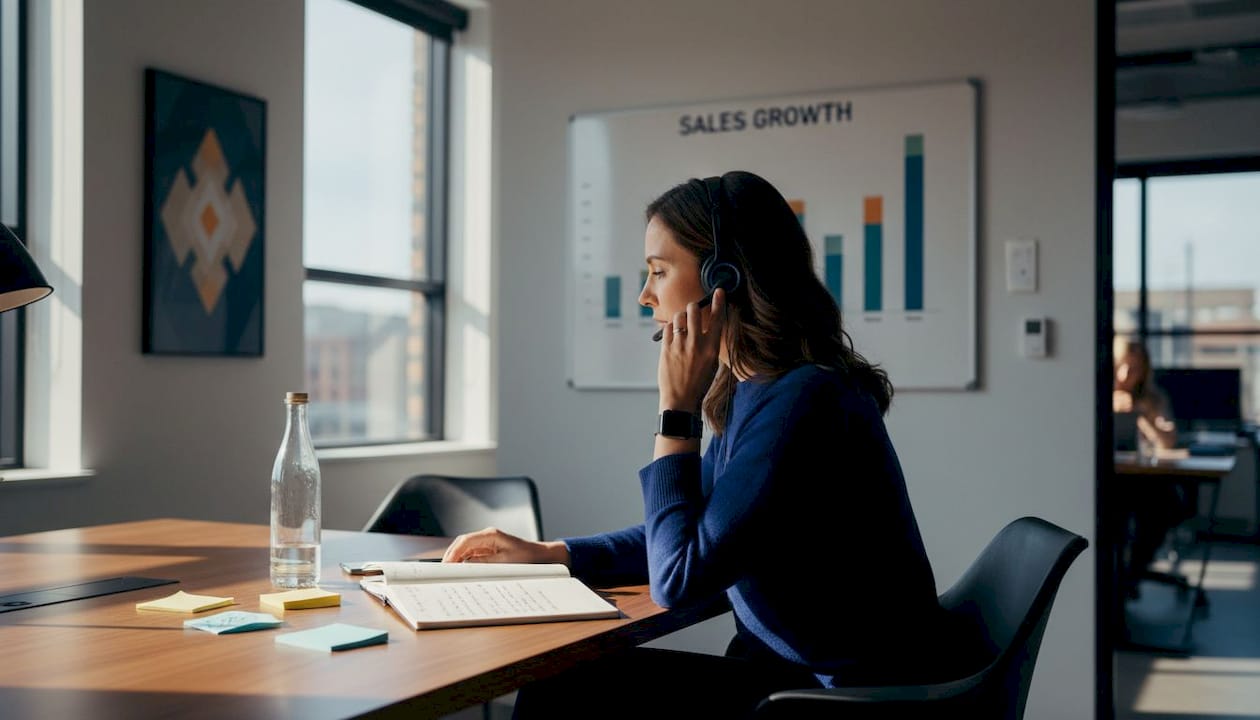 Salesperson on client call workspace setting