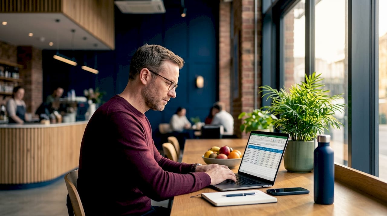 Sales leader updating quota plan at desk