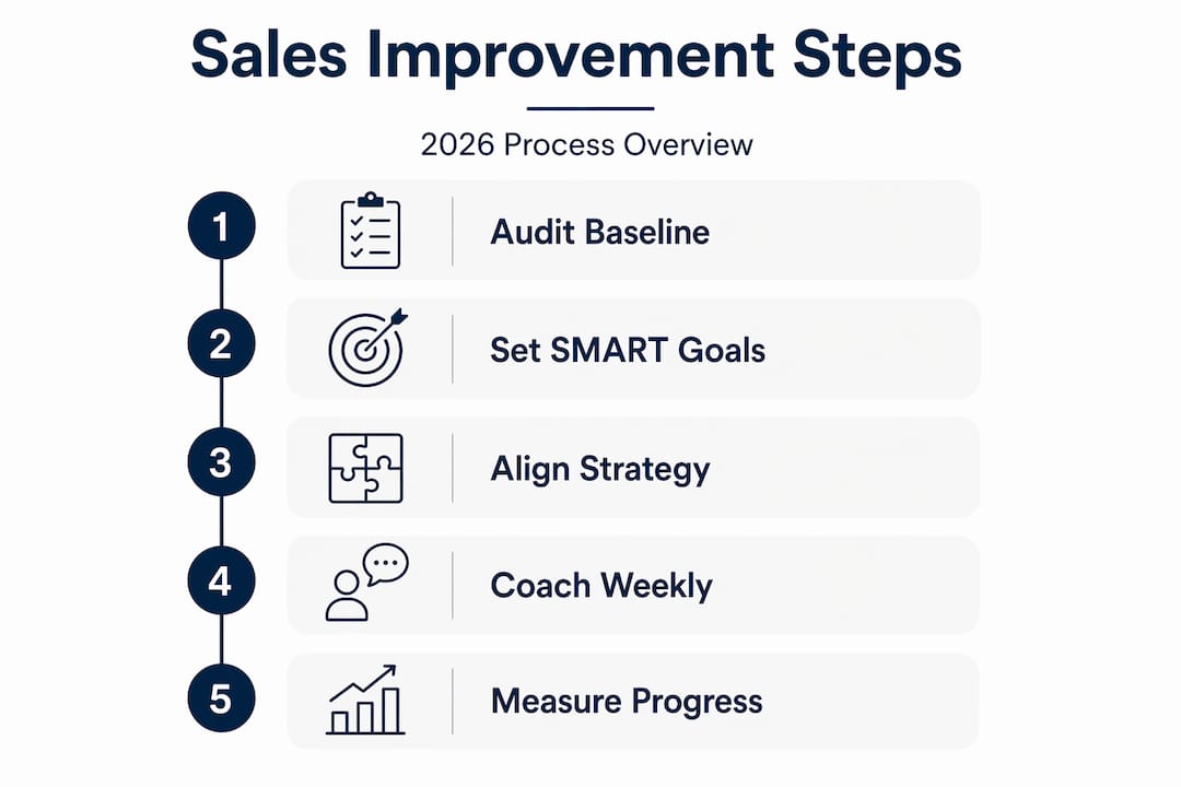 Infographic with five sales improvement steps