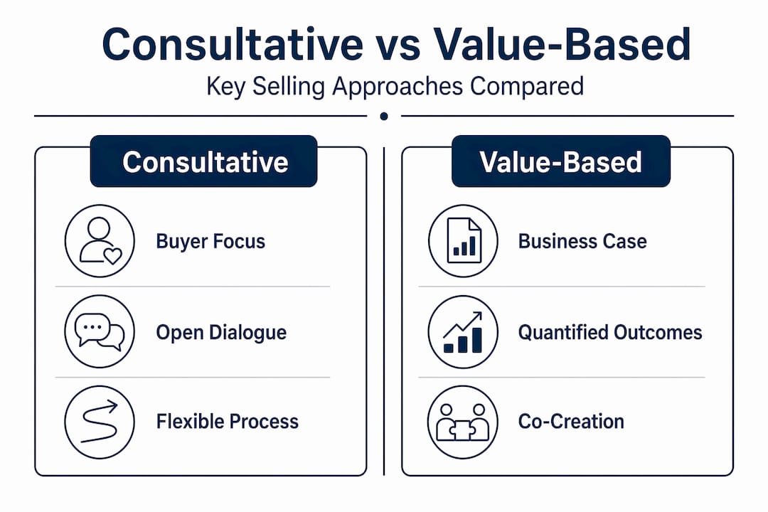 Infographic comparing consultative and value-based selling