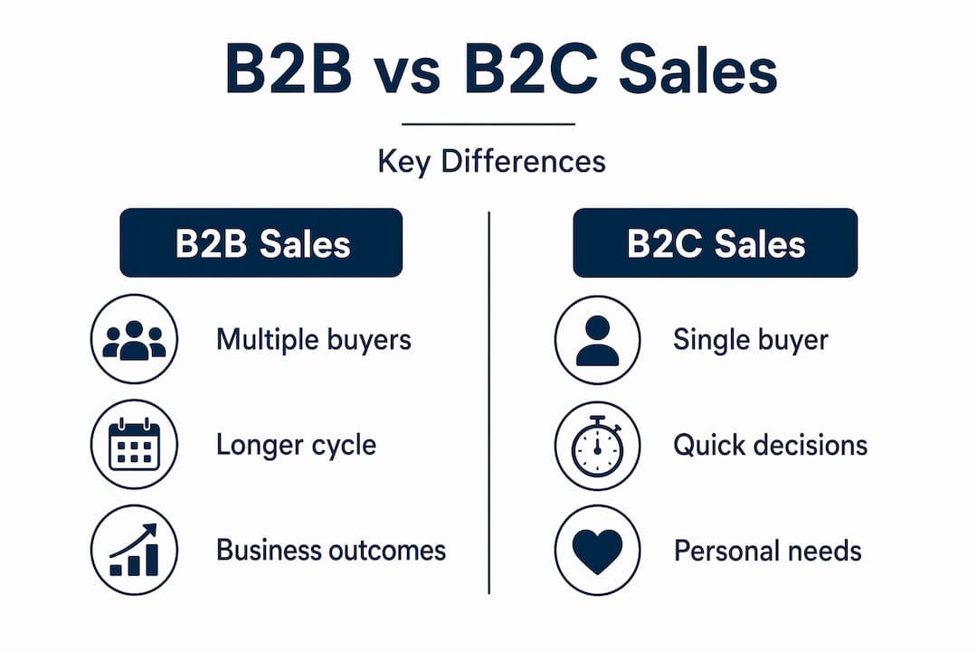 Infographic comparing B2B and B2C sales differences