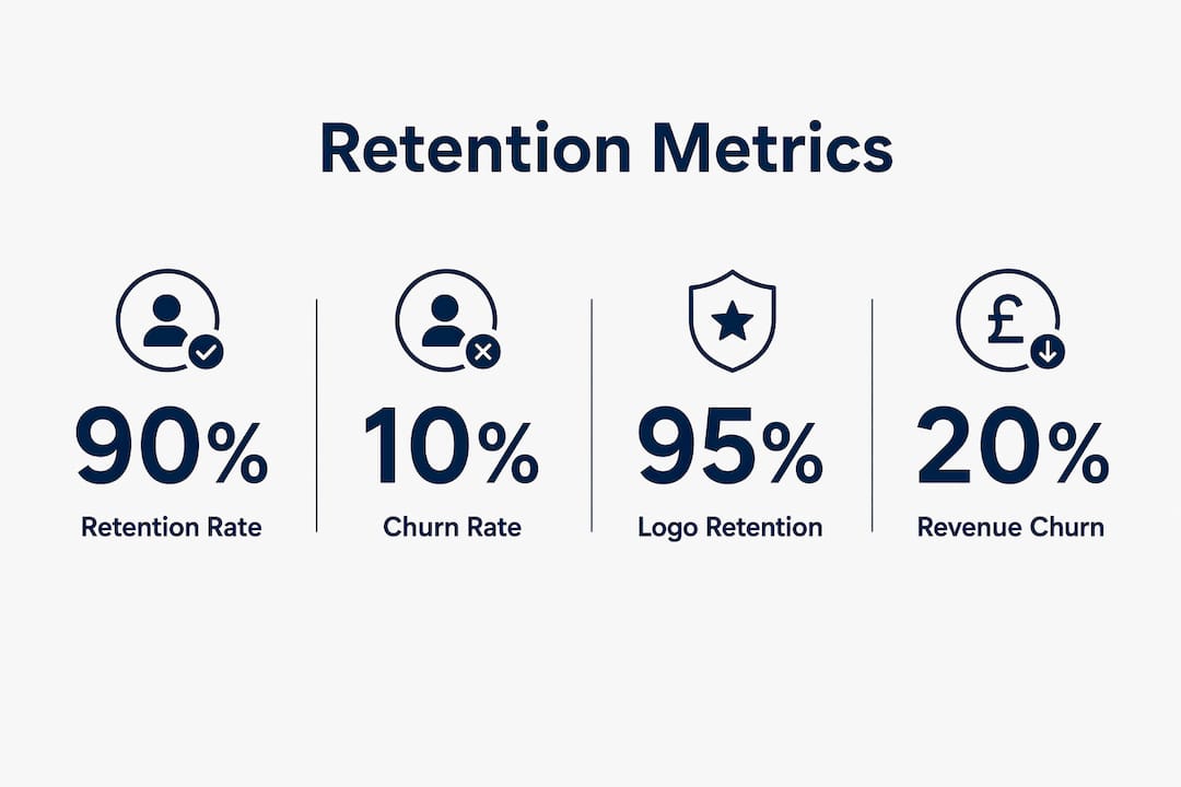 Infographic showing client retention related metrics