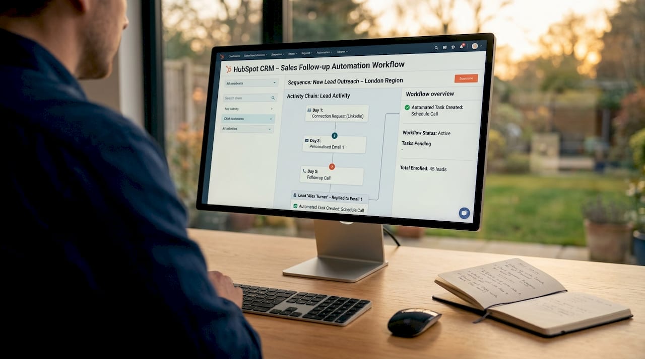 CRM dashboard showing sales follow-up automation
