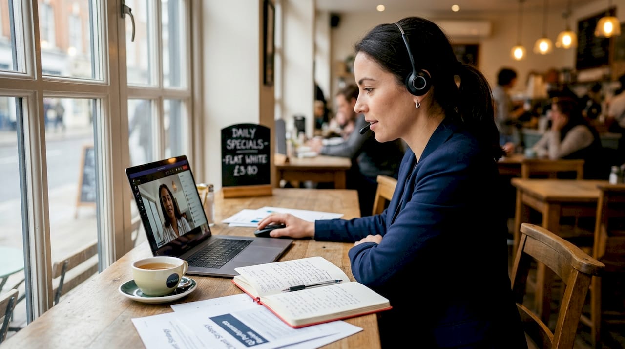 Salesperson practicing active listening on video call