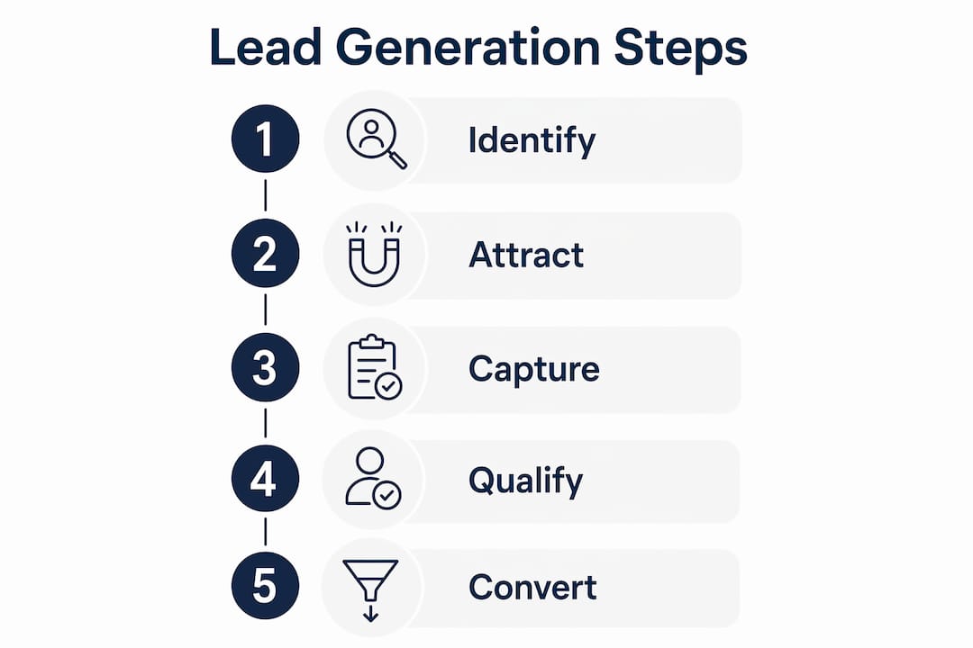 Infographic showing lead generation process stages