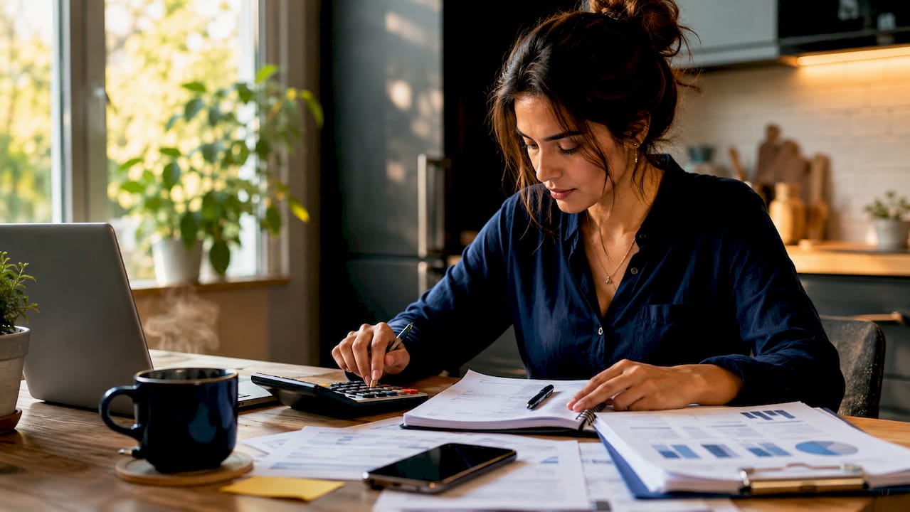 Entrepreneur working on revenue streams calculation