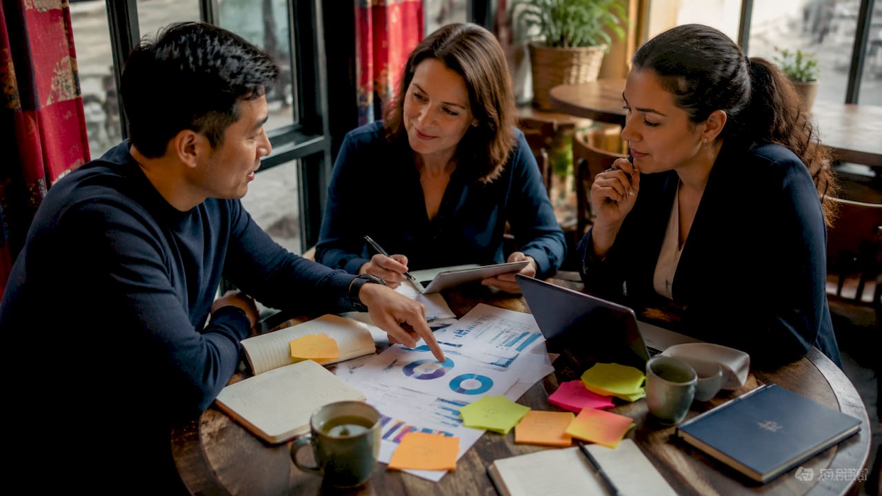 Team aligning business growth strategies