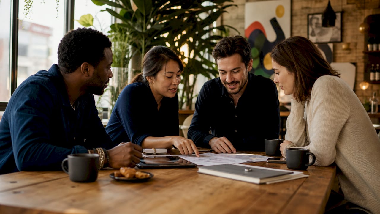 Business team collaborating on commercial strategy