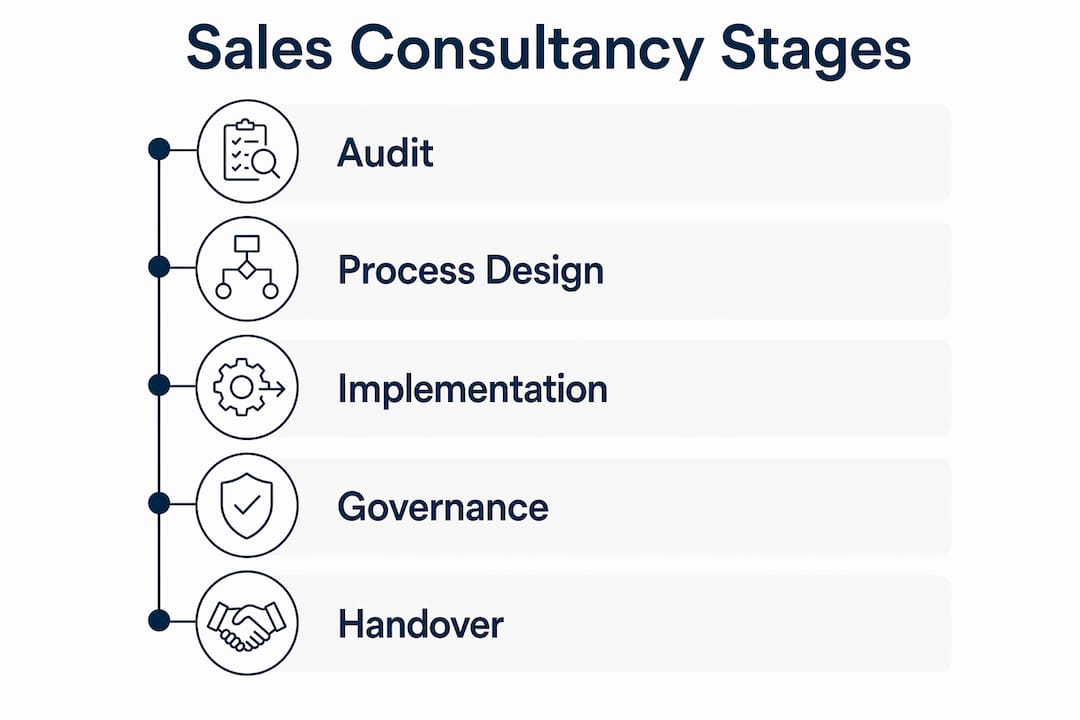 Infographic showing sales consultancy stages
