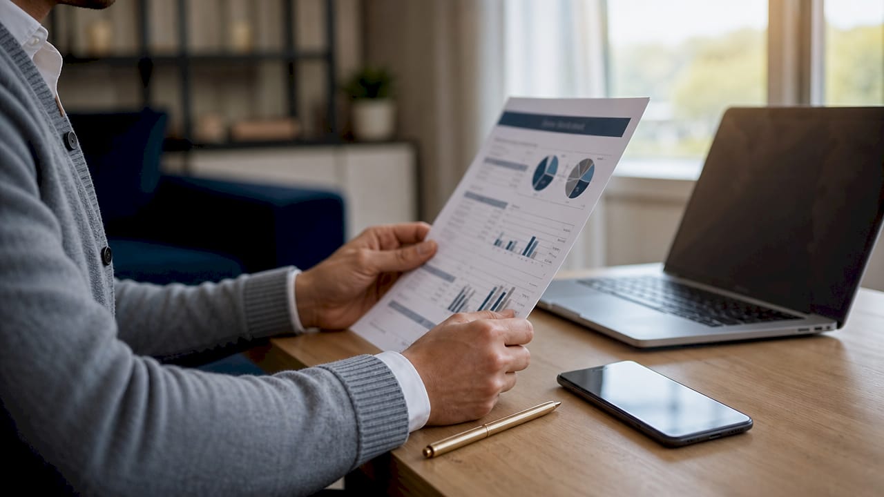 Hands reviewing financial report excluding variable income