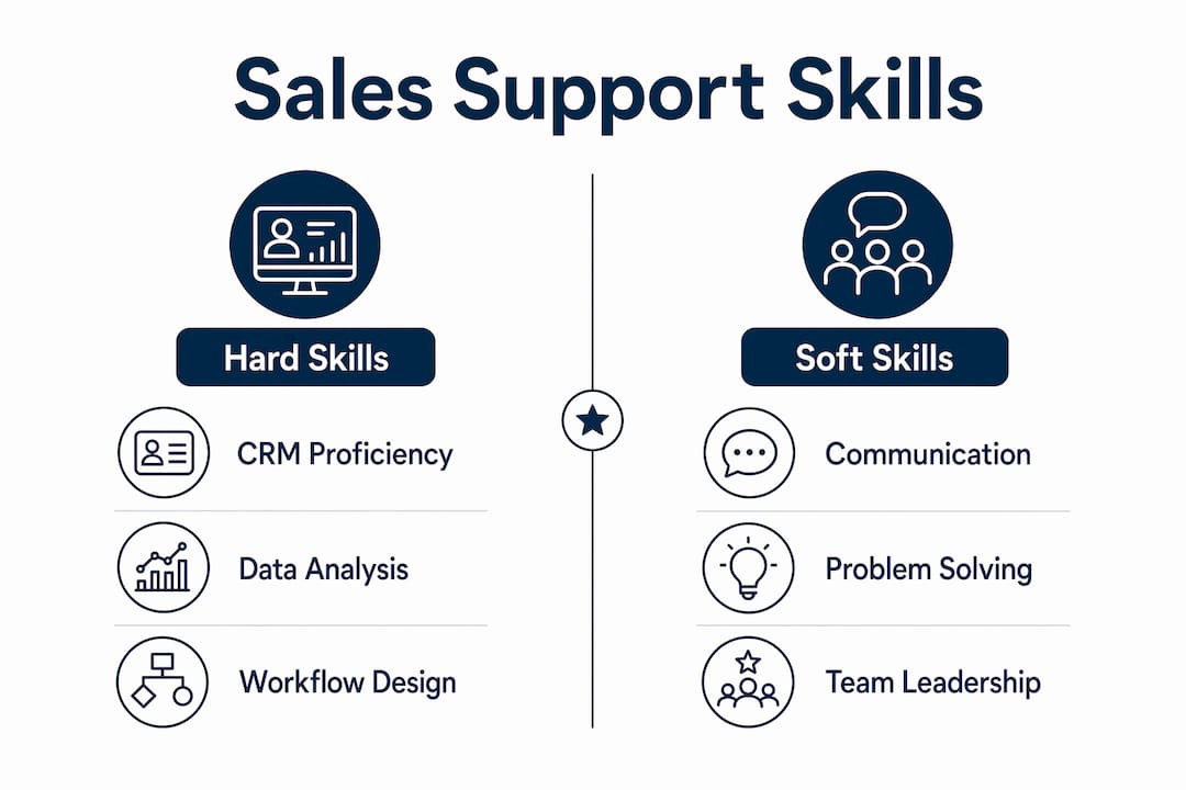 Infographic comparing hard and soft skills for sales managers
