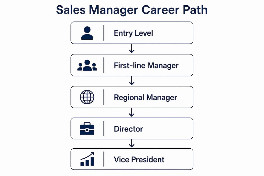 Infographic illustrating sales manager career progression