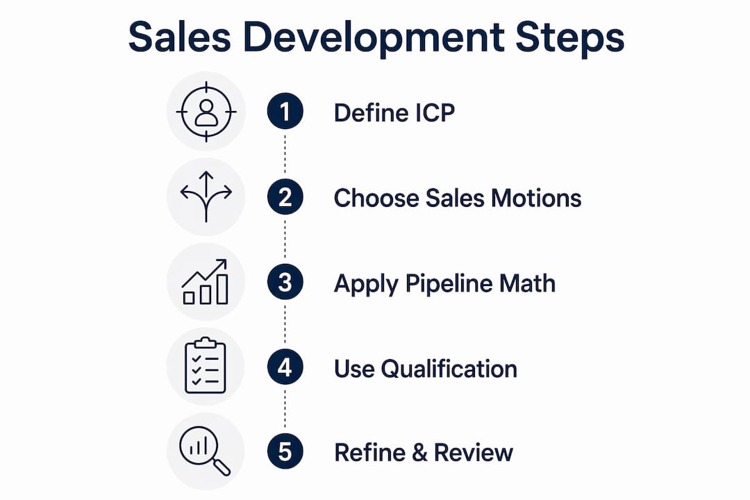 Infographic illustrating sales development process steps