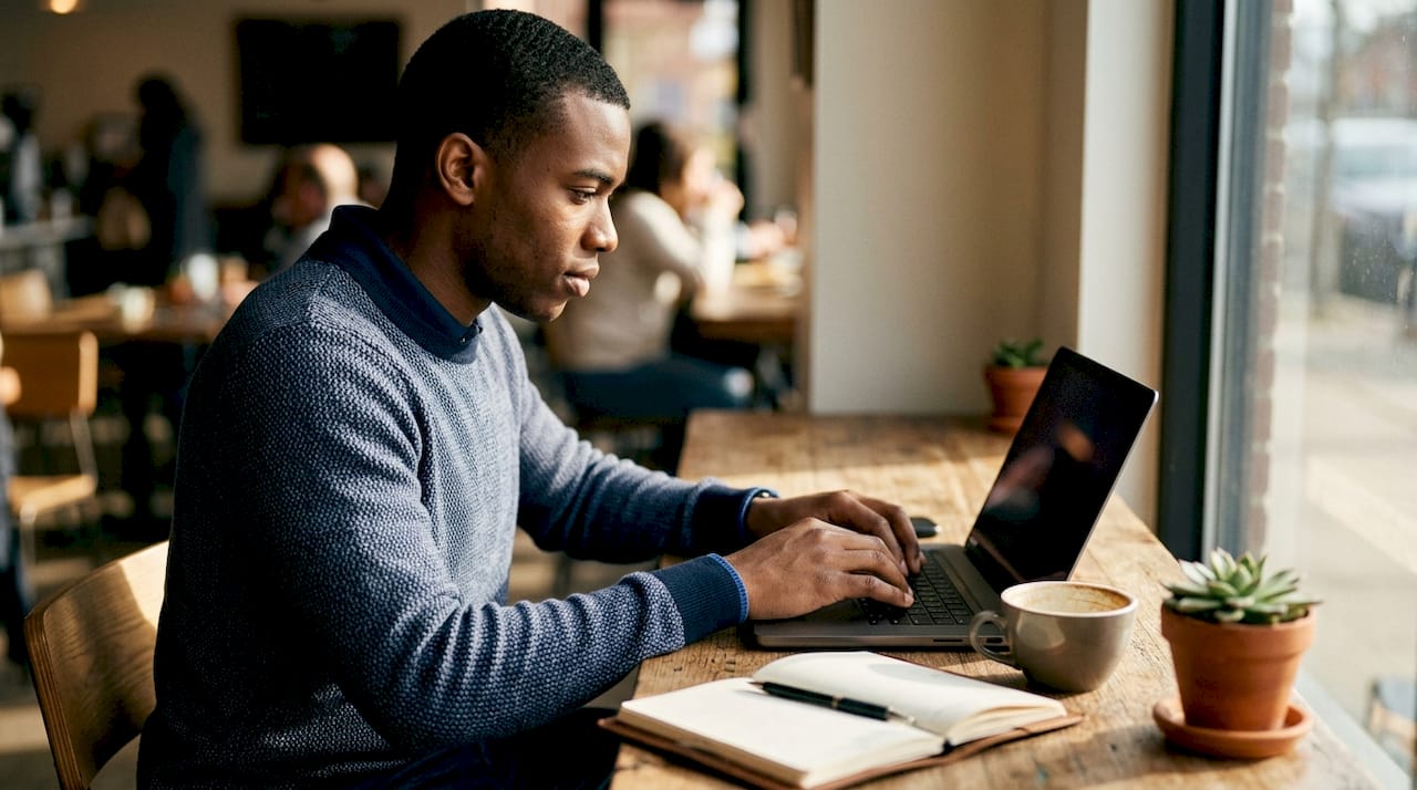 Professional working with sales marketing technology