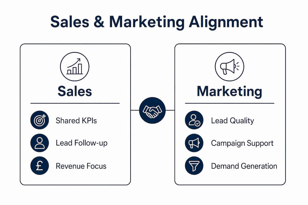 Infographic comparing sales and marketing alignment factors