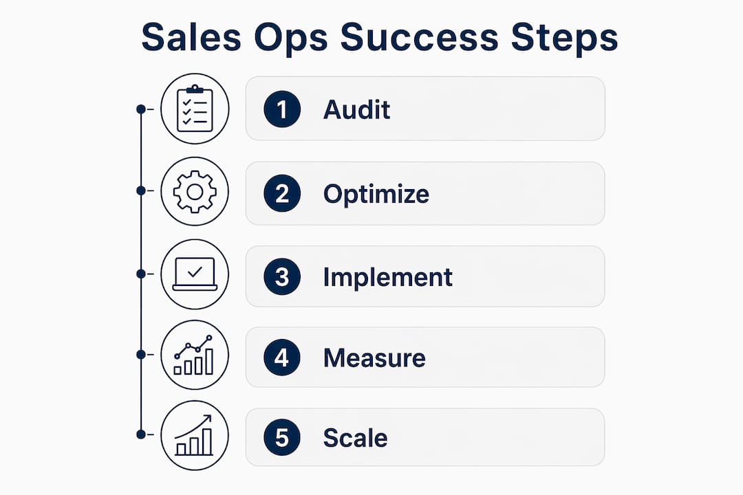 Infographic illustrating sales operations manager success steps
