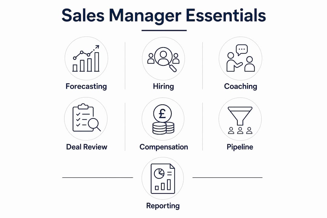 Infographic showing sales manager duties steps