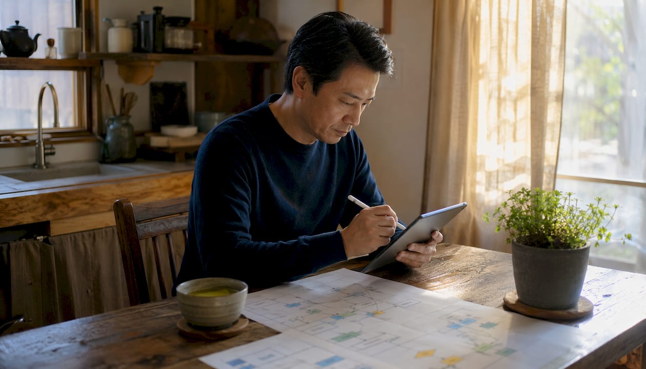 Man customizing Salesforce stages on tablet