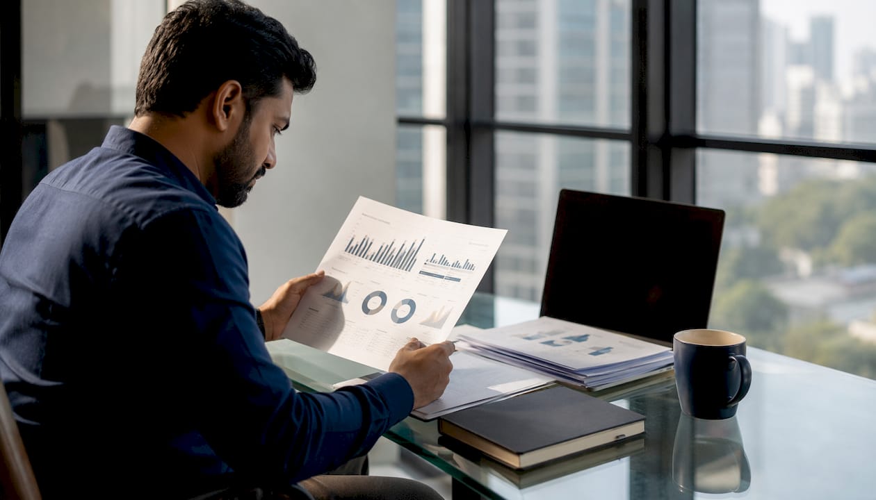 Hands reviewing sales KPI documents