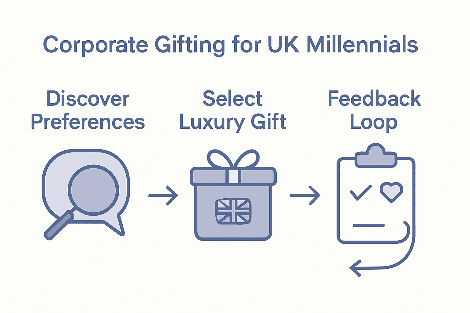 Infographic illustrating corporate gifting steps for UK millennials