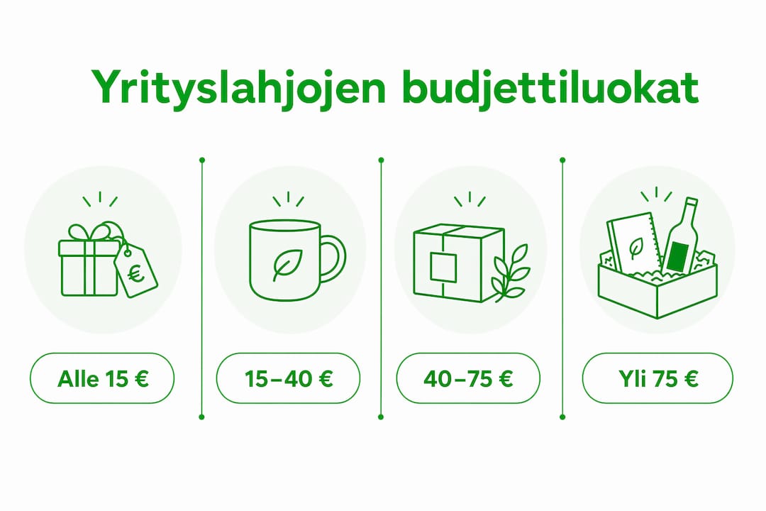 Yrityslahjojen budjettiluokat – havainnollistava infografiikka