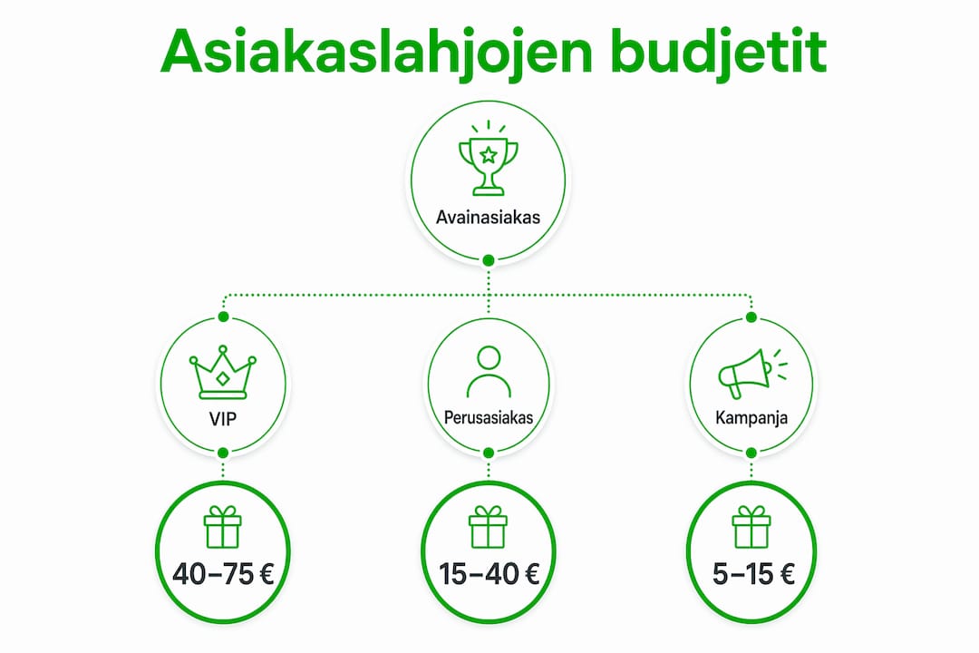 Infograafi: Yrityslahjojen budjetit eri asiakasryhmille