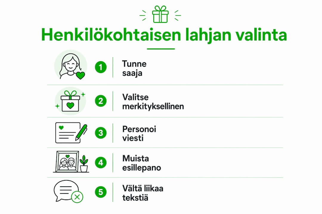 Infograafi: Lahjan valinnan avainvaiheet