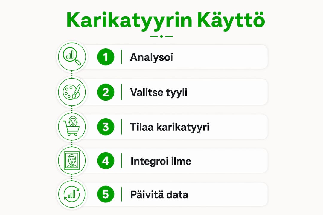 Karikatyyrien hyödyntäminen infografiikassa tuo blogiin persoonallista visuaalista ilmettä.