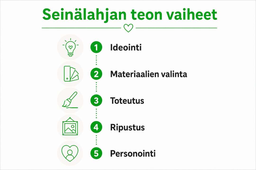 Vaihe vaiheelta -opas seinälahjan tekoon infografiikan muodossa