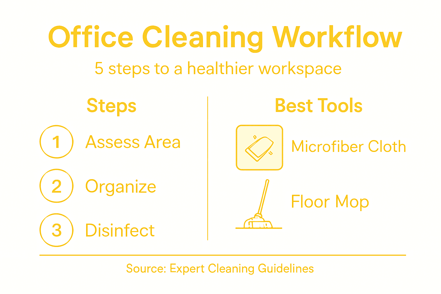 Infographic summarizing office cleaning workflow steps
