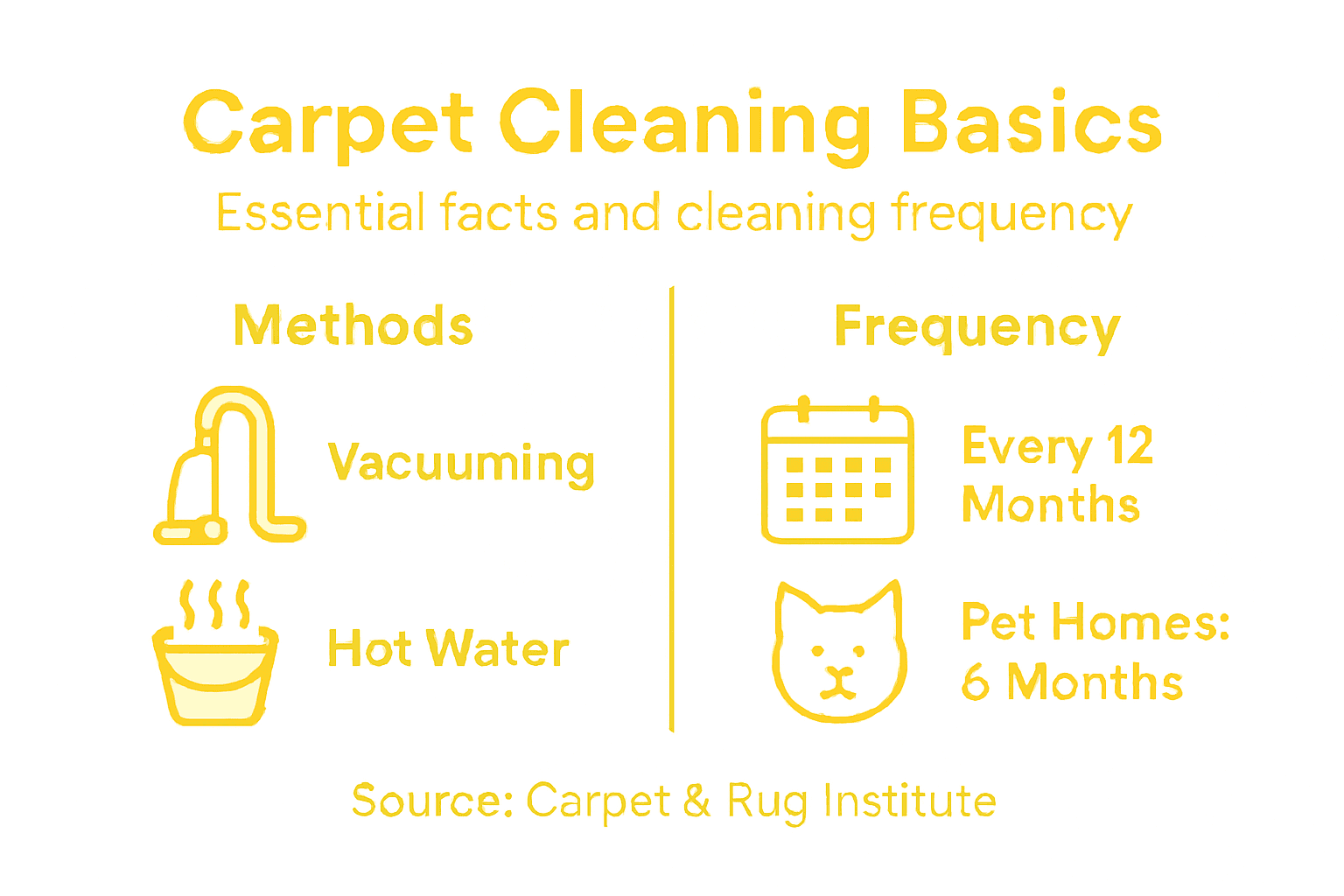 Infographic summarizing carpet cleaning methods and frequency