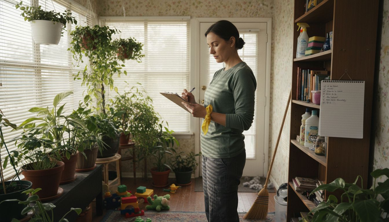 Professional checking deep cleaning checklist