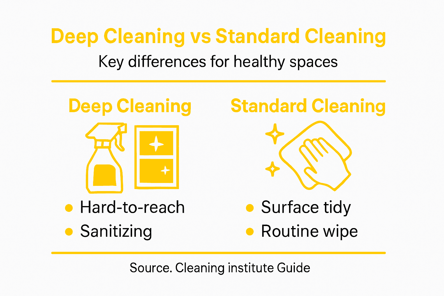 Infographic outlining deep versus standard cleaning