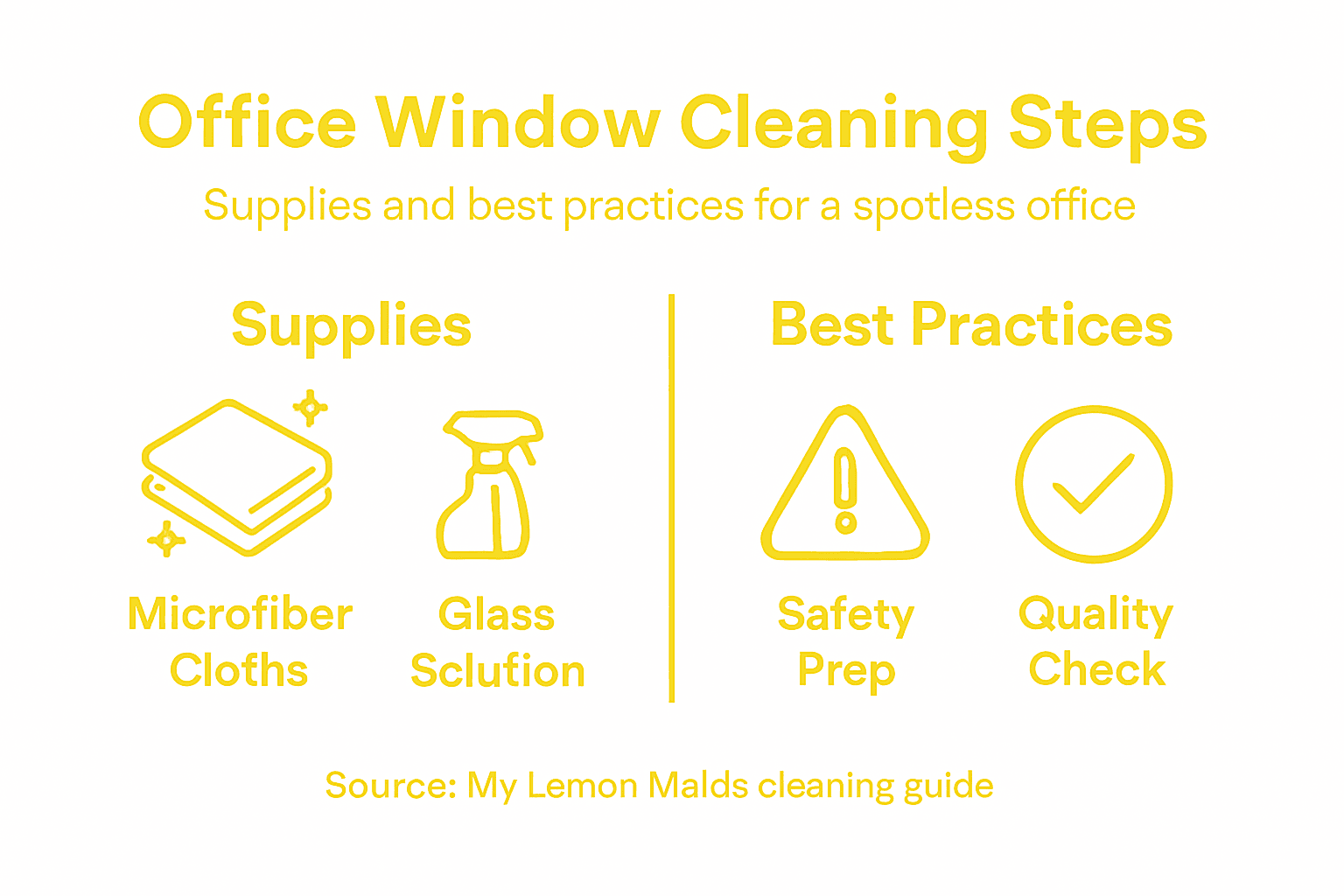 Infographic of steps and supplies for office window cleaning