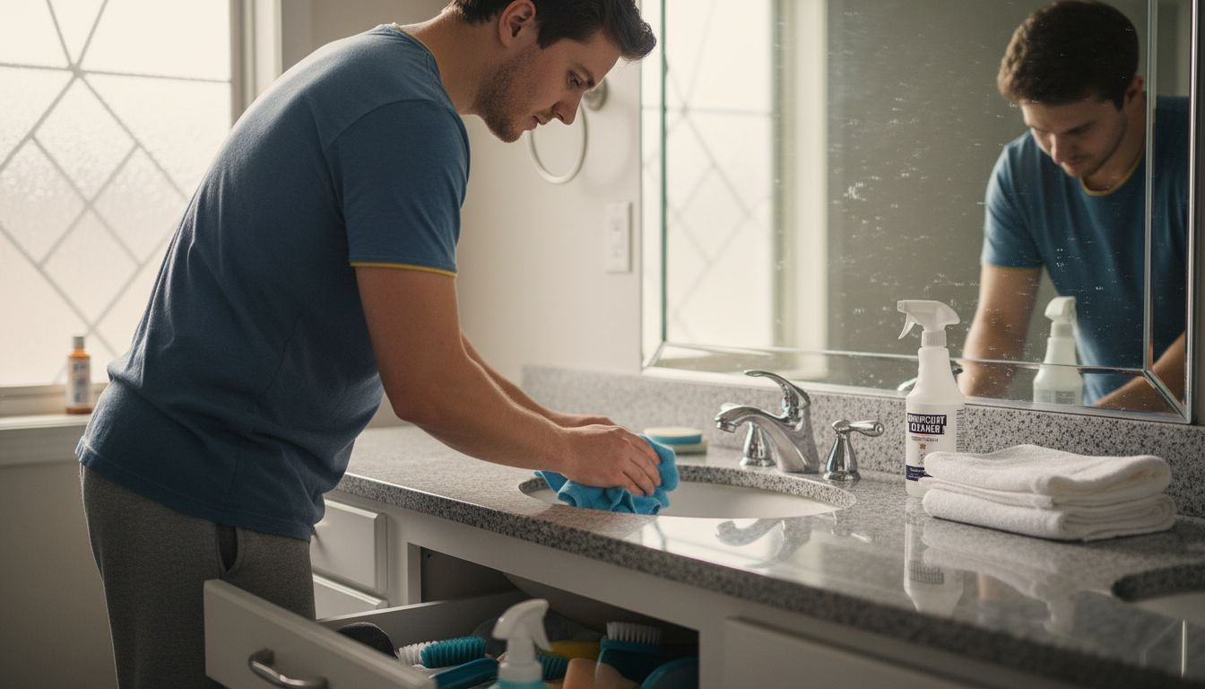 Deep cleaning bathroom fixtures surface