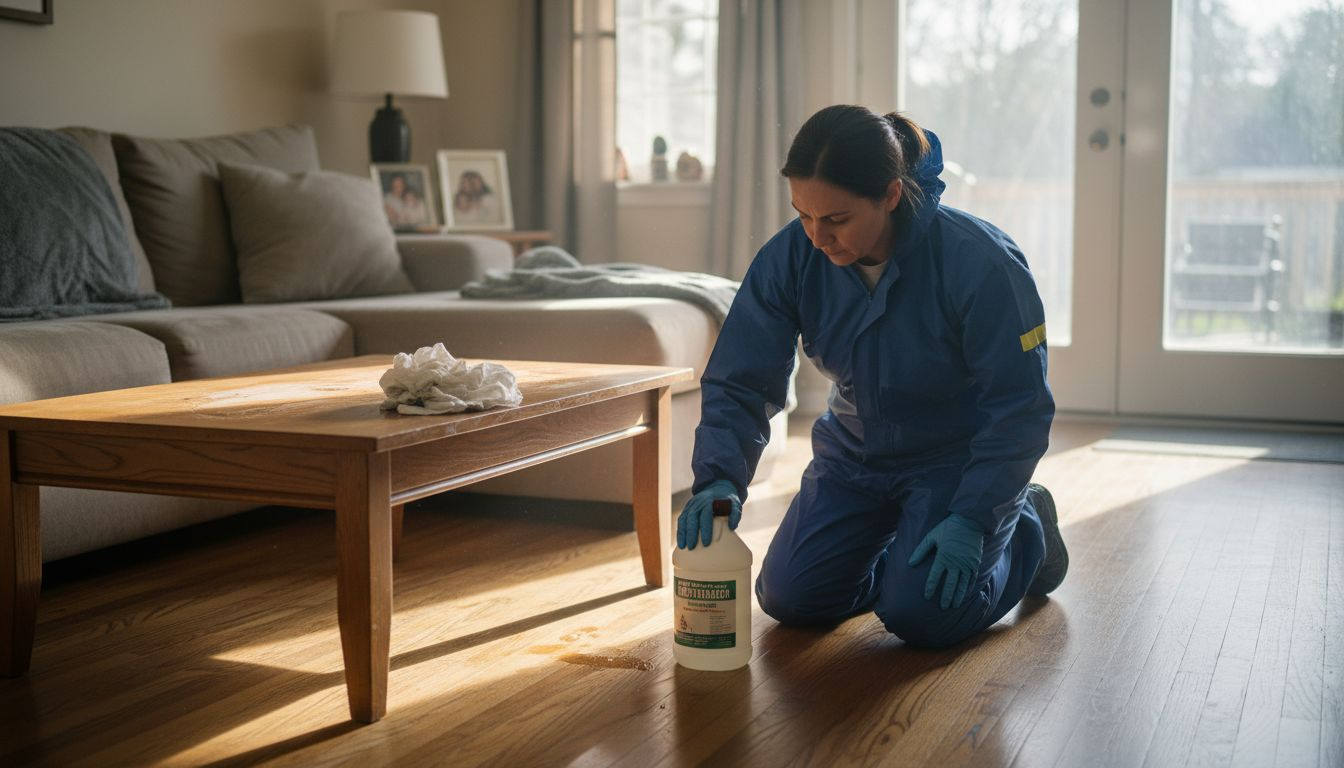 Specialist disinfecting home trauma scene