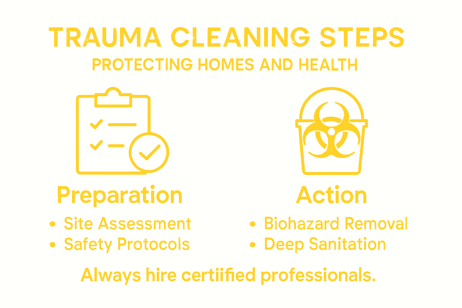 Infographic trauma cleaning safety steps