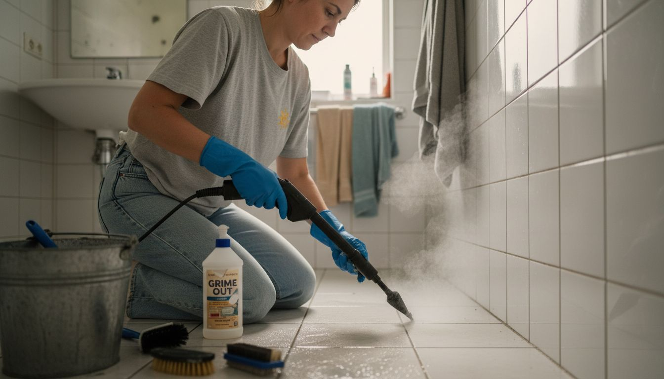 Using steam cleaner for bathroom grout