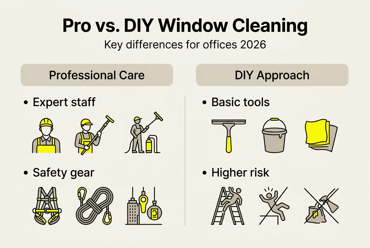 Infographic on professional versus DIY office window cleaning