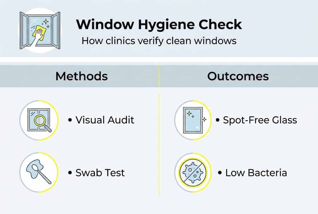 Infographic window hygiene checkpoints in clinics