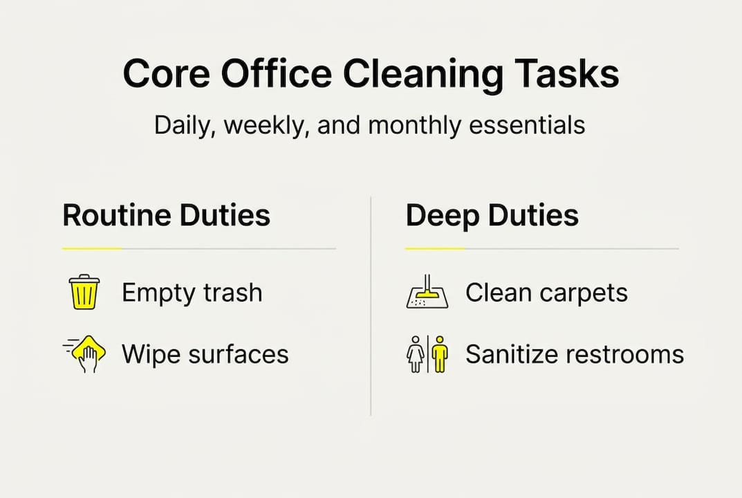 Infographic with office cleaning tasks overview