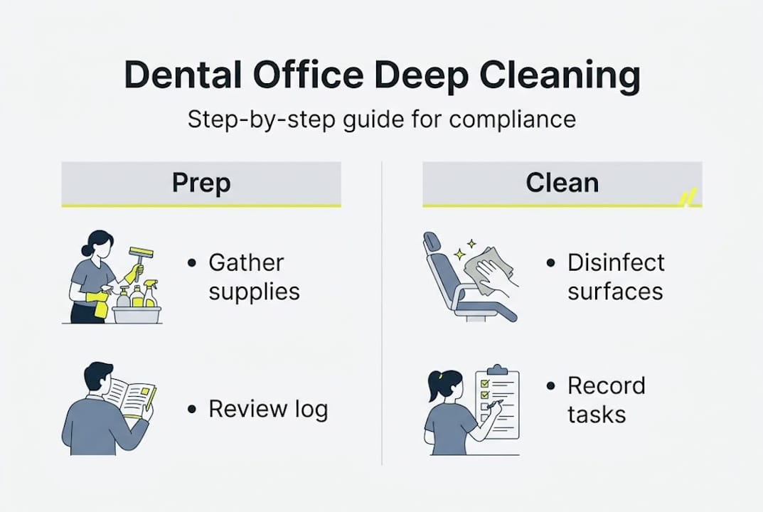 Infographic showing dental office cleaning steps