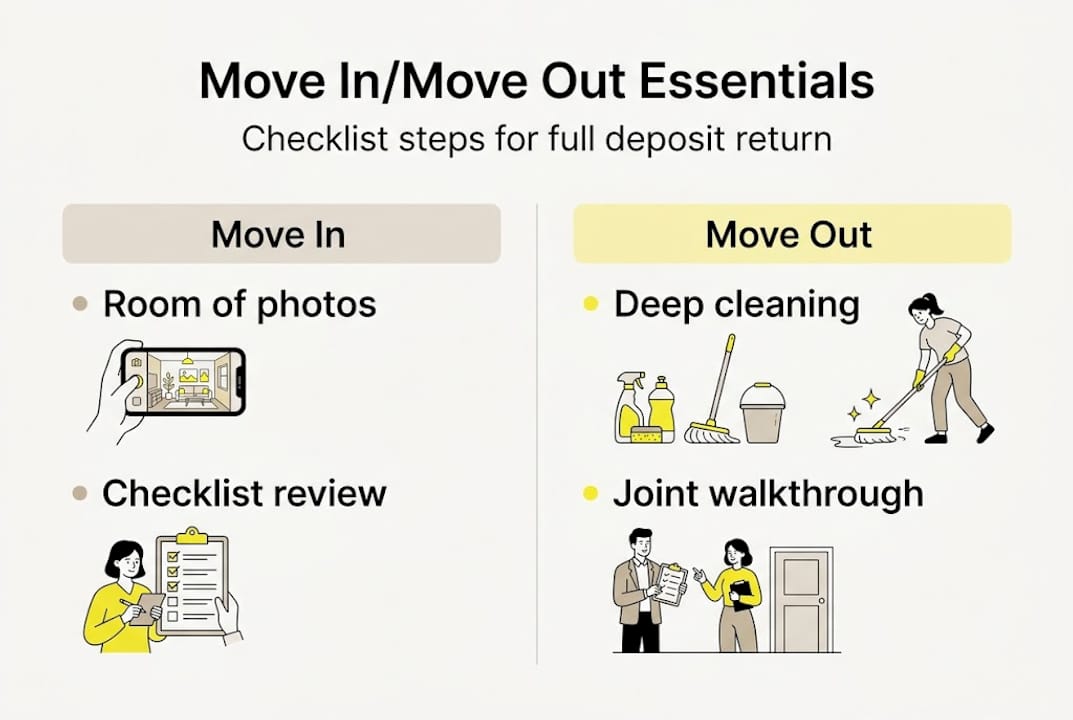 Infographic showing move in and out checklist essentials