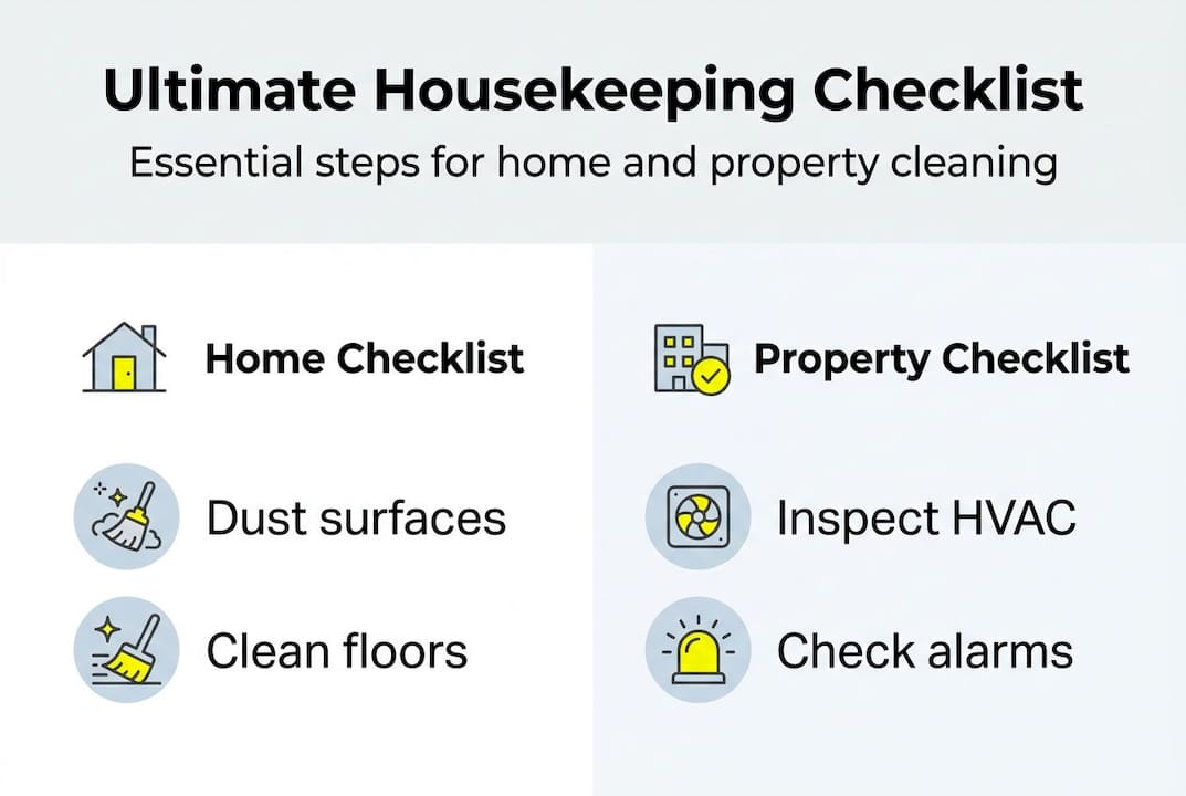Infographic with home and property checklist tasks