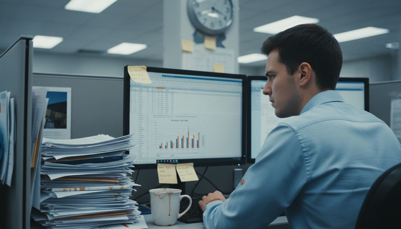 Scientist reviewing historical data charts