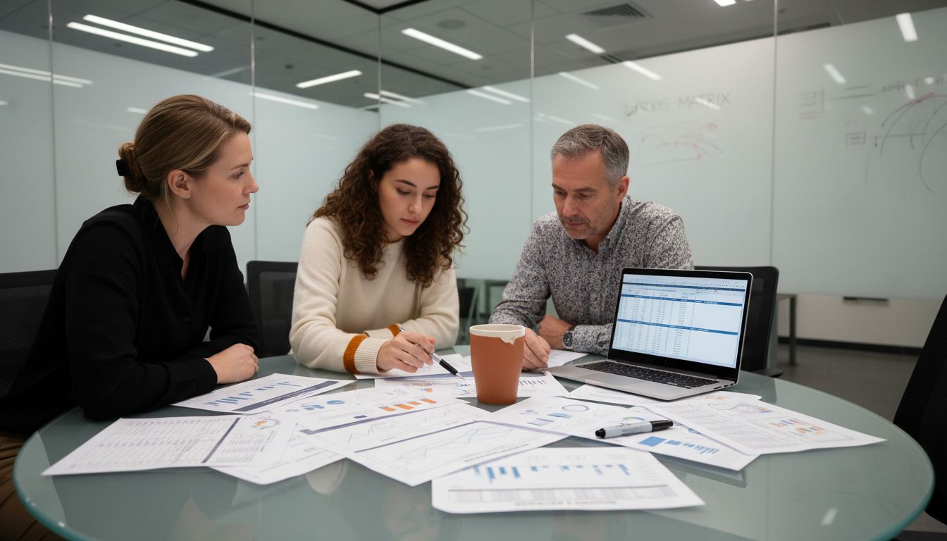 Team reviews data science project together