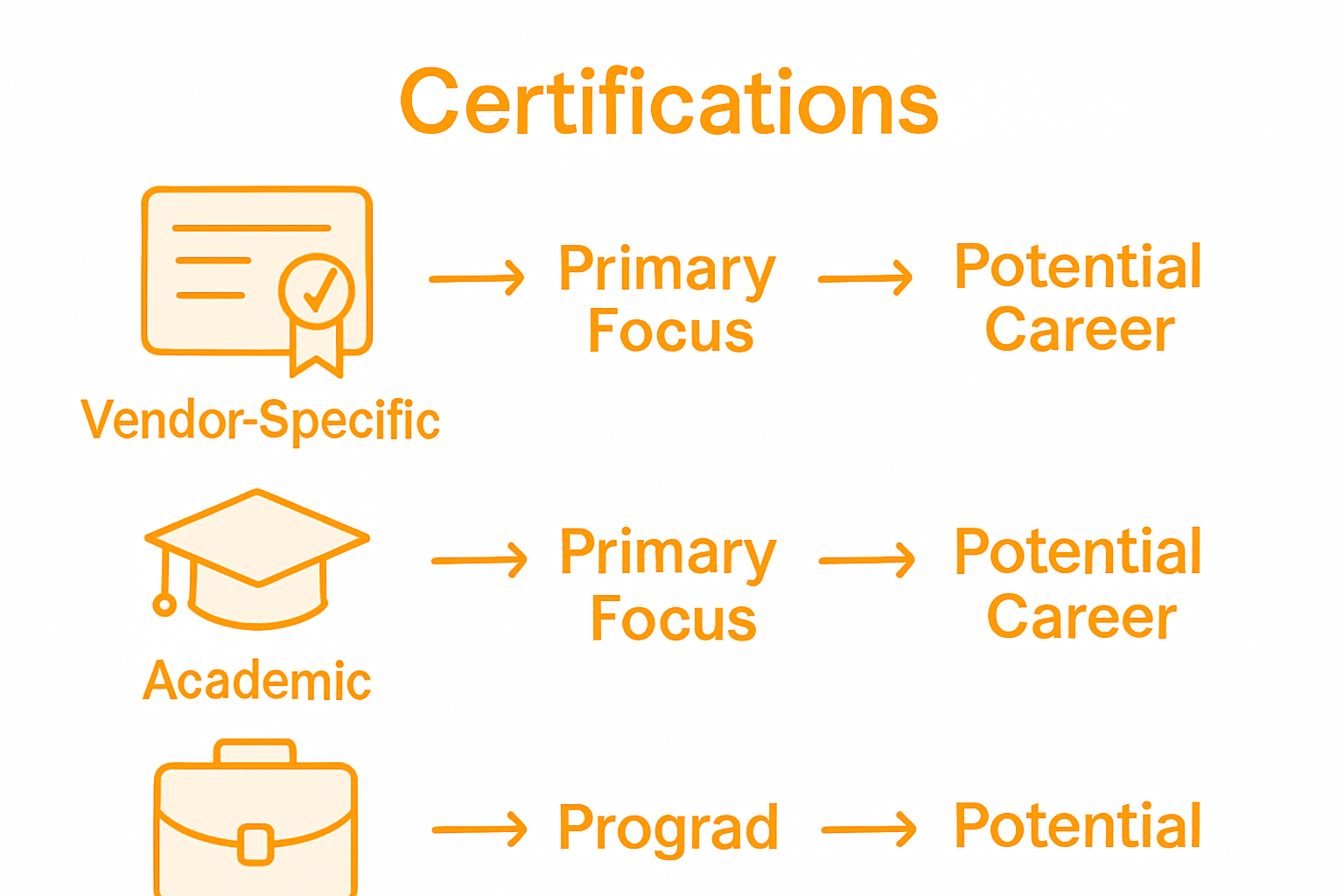 AI certification types and focus infographic